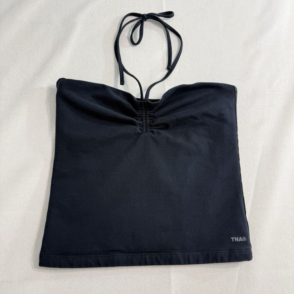 Aritzia TNA Chill Mila Halter Top Women’s Small Black Cotton Stretch